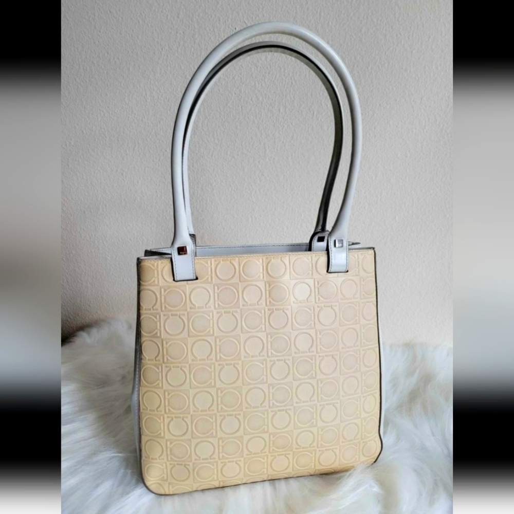 Salvatore Ferragamo Gancini embossed leather handbag